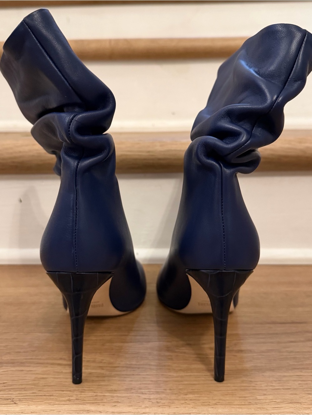 Paris Texas Blue Leather Slouchy Ankle Boots Stiletto Pointed Toe EU 39.5 - Picture 3 of 14